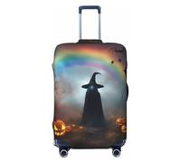 jingong Copertura per bagagli, con stampa di ragni e fantasma, arcobaleno, per Halloween, con stampa di un cappello da strega, elastico, resistente ai graffi e alla polvere, Nero , S