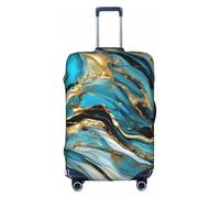 jingong Copertura protettiva elastica per valigie da viaggio con stampa marmorizzata blu turchese e oro, bianco, M