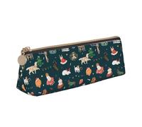 jingong Custodia in pelle a forma di triangolo di Babbo Natale con interni spaziosi, chiusura a cerniera per strumenti di scrittura, ufficio, bianco, Taglia unica, Astuccio per trucchi