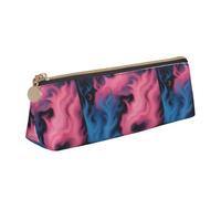 jingong Custodia in pelle a triangolo blu e rosso con interni spaziosi, chiusura a cerniera per strumenti di scrittura, ufficio, bianco, Taglia unica, Astuccio per trucchi