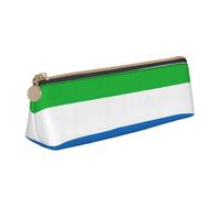 jingong Custodia in pelle a triangolo con bandiera della Sierra Leone con interni spaziosi, chiusura a cerniera per strumenti di scrittura, ufficio, bianco, Taglia unica, Astuccio per trucchi