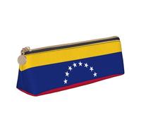 jingong Custodia in pelle con bandiera del Venezuela, triangolare, con interno spazioso, chiusura a cerniera per strumenti di scrittura, ufficio, bianco, Taglia unica, Astuccio per trucchi