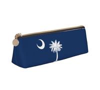 jingong Custodia in pelle con bandiera della Carolina del Sud con interni spaziosi, chiusura a cerniera per strumenti di scrittura, ufficio, bianco, Taglia unica, Astuccio per trucchi