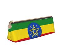 jingong Custodia in pelle triangolare con bandiera dell'Etiopia con interni spaziosi, chiusura a cerniera per strumenti di scrittura, ufficio, bianco, Taglia unica, Astuccio per trucchi