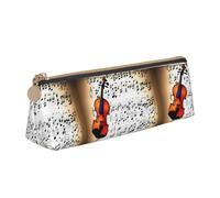 jingong Custodia in pelle triangolare per spartiti per violino con interni spaziosi, chiusura a cerniera per strumenti di scrittura, ufficio, bianco, Taglia unica, Astuccio per trucchi