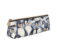 jingong Cute Baby Penguins Sketch Triangle Custodia in pelle con interni spaziosi, chiusura a cerniera per strumenti di scrittura, ufficio, bianco, Taglia unica, Astuccio per trucchi