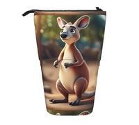 jingong Divertente astuccio multifunzione con canguro e zoo dei cartoni animati (2) astuccio portaoggetti, borsa per il trucco, adatto per ufficio e trasporto quotidiano, Nero , Taglia unica,