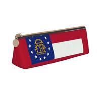 jingong Georgia State Flag Triangolo Custodia in pelle con interni spaziosi, chiusura a cerniera per strumenti di scrittura, ufficio, bianco, Taglia unica, Astuccio per trucchi