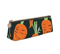 jingong Happy Carrot Custodia in pelle con motivo triangolare senza cuciture con interni spaziosi, chiusura a cerniera per strumenti di scrittura, ufficio, bianco, Taglia unica, Astuccio per trucchi