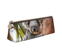 jingong Hugging Tree Koala 1 custodia triangolare in pelle con interni spaziosi, chiusura con cerniera per strumenti di scrittura, ufficio, bianco, Taglia unica, Astuccio per trucchi