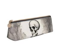 jingong Interessante custodia in pelle a triangolo scheletro con interni spaziosi, chiusura a cerniera per strumenti di scrittura, ufficio, bianco, Taglia unica, Astuccio per trucchi