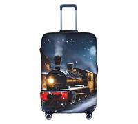 jingong Inverno Natale Neve Notte Ferrovia Treno Stampa Elastica Bagagli Valigie Coperture per Bagagli Adulto Protezione Bagagli Viaggio Valigia, bianco, S