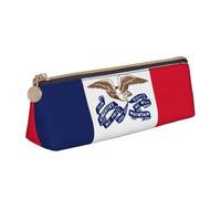 jingong Iowa State Flag Triangolo Custodia in pelle con interni spaziosi, chiusura a cerniera per strumenti di scrittura, ufficio, bianco, Taglia unica, Astuccio per trucchi