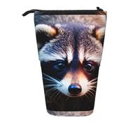 jingong Little Raccoon Face - Astuccio multifunzione per matite e trucchi, adatto per l'ufficio e il trasporto quotidiano, Nero , Taglia unica, Portamonete