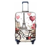 jingong Love Paris Tower Caffè Vino Profumo Bicicletta Cuore Stampa Elastico Bagagli Valigie Coperture Per Bagagli Adulto Protezione Bagagli Da Viaggio Valigia Copertura, bianco, S