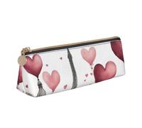 jingong Love Paris Tower Coffee Wine Profumo bicicletta cuore triangolo custodia in pelle con interni spaziosi, chiusura a cerniera per strumenti di scrittura, ufficio, bianco, Taglia unica, Astuccio