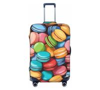jingong Macaron Biscuit Aromated Print Bagaglio Coperchio Protettivo, Elastico Viaggio Bagaglio Coperchio, Resistente ai Graffi e Antipolvere, Nero , L