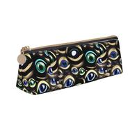 jingong Many Evil Eyes - Custodia a triangolo in pelle con interni spaziosi, chiusura a cerniera per strumenti di scrittura, ufficio, bianco, Taglia unica, Astuccio per trucchi