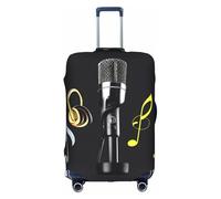 jingong Microfono con note musicali stampa elastica bagagli valigia copre adulto bagagli Protector viaggio valigia copertura protettiva, bianco, S
