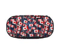 jingong Molte piccole bandiere canadesi stampa Oxford panno matita astuccio, robusto, doppia cerniera, cosmetici matita stoccaggio, Nero , Taglia unica, Astuccio per trucchi