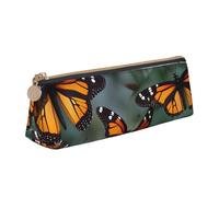 jingong Monarch Butterflies Triangle Custodia in pelle con interni spaziosi, chiusura a cerniera per strumenti di scrittura, ufficio, bianco, Taglia unica, Astuccio per trucchi