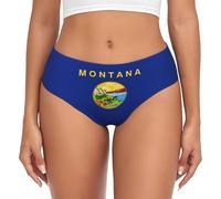jingong Montana State Flag Print Triangolo intimo da donna, pantaloncini basic da donna, comodi e morbidi elastici, Nero , L
