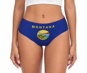 jingong Montana State Flag Print Triangolo intimo da donna, pantaloncini basic da donna, comodi e morbidi elastici, Nero , L