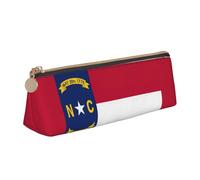 jingong North Carolina State Flag Triangolo Custodia in pelle con interni spaziosi, chiusura a cerniera per strumenti di scrittura, ufficio, bianco, Taglia unica, Astuccio per trucchi