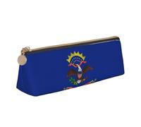 jingong North Dakota State Flag Triangle Custodia in pelle con interni spaziosi, chiusura a cerniera per strumenti di scrittura, ufficio, bianco, Taglia unica, Astuccio per trucchi