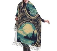 jingong Not All Who Wander Are Lost 1 - Sciarpa calda con nappe in finto cashmere, elegante scialle con nappe stampate, da donna