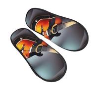 jingong Pantofole in cotone alla moda con stampa di chitarra musicale per autunno inverno comode calde calzature per la casa