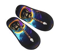 jingong Pantofole in cotone alla moda con stampa musicale a forma di chitarra elettrica magica per autunno inverno comode calzature calde per la casa