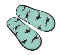 jingong Pantofole pelose alla moda in cotone con stampa balena dell'Oceano Pacifico per autunno inverno comode calde calzature per la casa