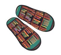 jingong Pantofole pelose alla moda in cotone con stampa libreria per autunno inverno, comode e calde calzature per la casa
