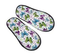 jingong Pantofole pelose con stampa a farfalla colorate primaverili pantofole in cotone alla moda per autunno inverno comode calde calzature per la casa