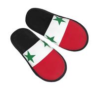 jingong Pantofole pelose con stampa bandiera della Repubblica Araba Siriana, alla moda, in cotone, per autunno e inverno, comode e calde
