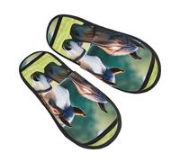 jingong Pantofole pelose con stampa di due cavalli, alla moda, in cotone, per autunno e inverno, comode e calde