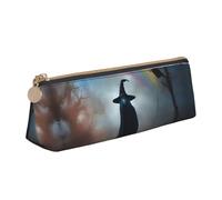 jingong Rainbow Halloween Ghost Witch Hat Spiders Triangolo Custodia in pelle con interno spazioso, chiusura a cerniera per strumenti di scrittura, ufficio, bianco, Taglia unica, Astuccio per trucchi