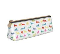 jingong Rainbow Rabbit Triangle Custodia in pelle con interni spaziosi, chiusura a cerniera per strumenti di scrittura, ufficio, bianco, Taglia unica, Astuccio per trucchi