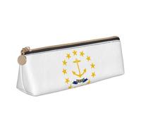 jingong Rhode Island State Flag Triangolo Custodia in pelle con interni spaziosi, chiusura a cerniera per strumenti di scrittura, ufficio, bianco, Taglia unica, Astuccio per trucchi