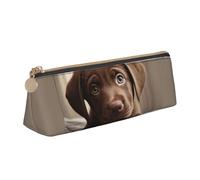 jingong Simpatico cane labrador 1 triangolo custodia in pelle con interno spazioso, chiusura a cerniera per strumenti di scrittura, ufficio, bianco, Taglia unica, Astuccio per trucchi