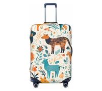 jingong Simpatico motivo floreale animale 1 stampa coperchio del bagaglio, coperchio elastico per bagagli da viaggio, resistente ai graffi e alla polvere, Nero , L