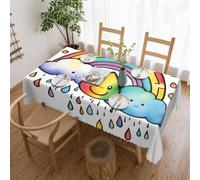 jingong Tovaglia quadrata Rainbow Clouds Raindrop 1, adatta per tavolini, cucine, ristoranti e decorazione della scrivania