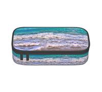 jingong White Beach Tropical Sea Borsa portaoggetti di grande capacità, adatta per viaggi, forniture per ufficio, trucchi e organizzazione della scrivania