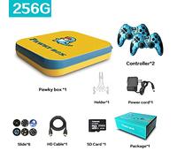 JINGQII Console di gioco retrò, emulatori di giochi DVD 80+ Costruiti in oltre 50.000 giochi Lettore di videogiochi con controller wireless Dual 2.4G per TV 4K con scheda TF 256G (giallo)
