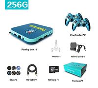 JINGQII Console di gioco retrò, emulatori di giochi DVD 80+ Costruiti in oltre 50.000 giochi Lettore di videogiochi con controller wireless Dual 2.4G per TV 4K con scheda TF 256G (blu+verde)