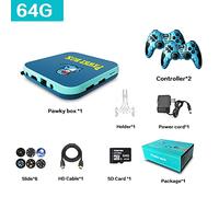 JINGQII Console di gioco retrò, emulatori di giochi DVD 80+ Costruiti in oltre 50.000 giochi Lettore di videogiochi con controller wireless Dual 2.4G per TV 4K con scheda TF 64G (blu+verde)