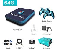 JINGQII Console di gioco retrò, emulatori di giochi DVD 80+ Costruiti in oltre 50.000 giochi Lettore di videogiochi con controller wireless Dual 2.4G per TV 4K con scheda TF 64G (blu scuro)