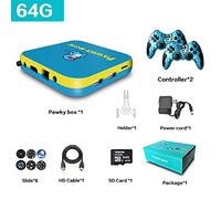 JINGQII Console di gioco retrò, emulatori di giochi DVD 80+ Costruiti in oltre 50.000 giochi Lettore di videogiochi con controller wireless Dual 2.4G per TV 4K con scheda TF 256G (blu+giallo)