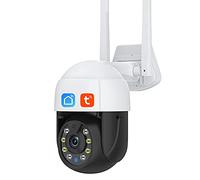 Jings Telecamera di Sicurezza Esterna, 5MP Tuya WiFi Telecamera Zoom Digitale 5X Telecamera PTZ Esterna Impermeabile con rilevamento Automatico di rilevamento Umano Visione Notturna